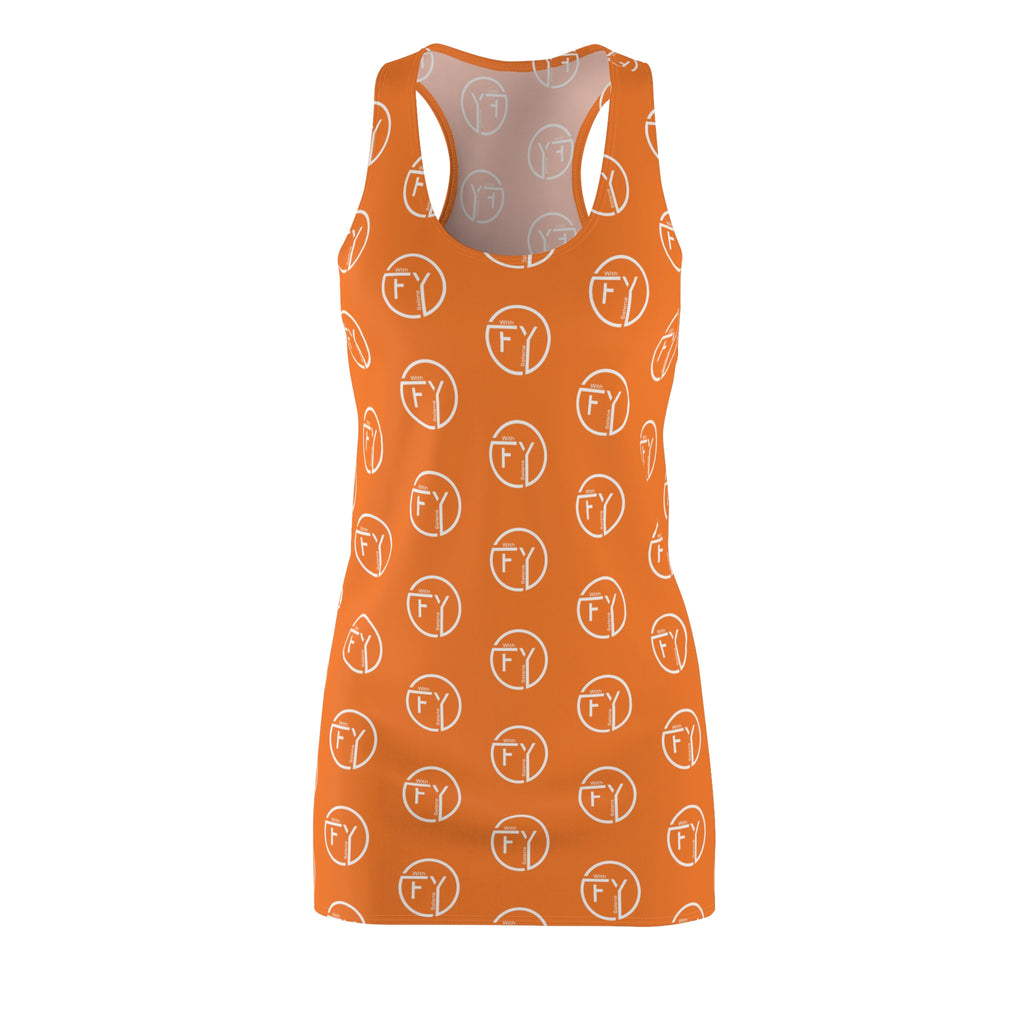 FOY motif Women's Orange Cut & Sew Racerback Dress (AOP)