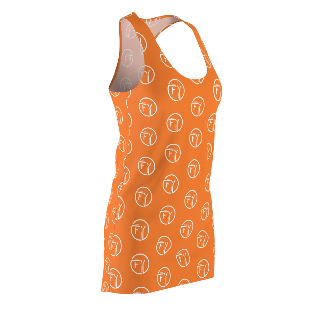 FOY motif Women's Orange Cut & Sew Racerback Dress (AOP)