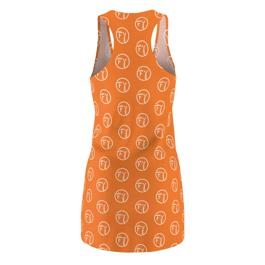FOY motif Women's Orange Cut & Sew Racerback Dress (AOP)